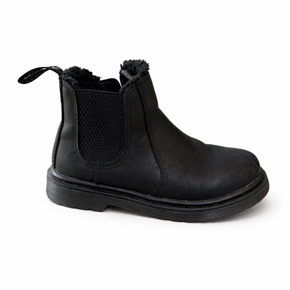 Dr. Martens Leonore Mono Black Faux Fur Lined Chelsea Boots Youth US 10 - Picture 4 of 6
